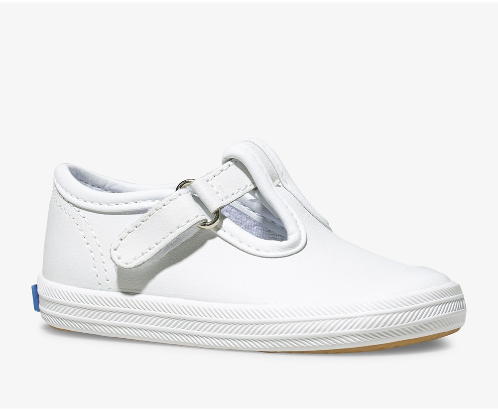 Slip Ons Keds Niños Blancas - Champion Toe Cap T-Strap - 378-SBYLEZ